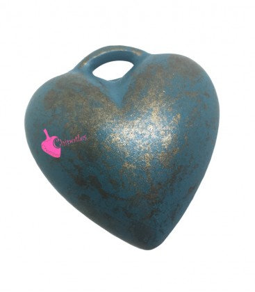 Ciondolo Cuore 44x41 mm Resina Blu Oro Metallizzato