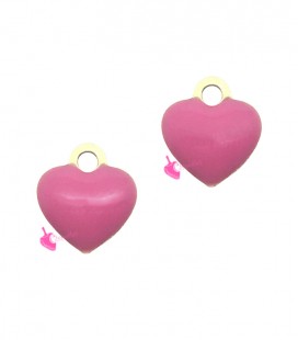 Ciondolo Cuore Smaltato 10x9 mm Fucsia