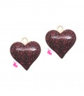 Ciondolo Cuore Glitter 17x16 mm colore Rosso