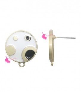 Perni per Orecchini Cerchio Smaltato Bianco 18 mm Oro Opaco (1 paio)