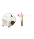 Perni per Orecchini Cerchio Smaltato Bianco 18 mm Oro Opaco (1 paio)