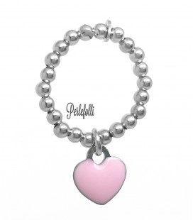 Anello Palline Cuore Rosa Argento 925 Rodiato