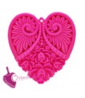 Ciondolo Cuore Resina Intagliato 50x45 mm colore Fucsia