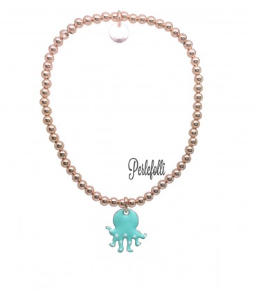 Bracciale Palline Polpo Verde Menta Argento 925 Rosé