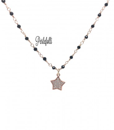 Collana Stella con Zirconi Bianchi Argento 925 Rosé