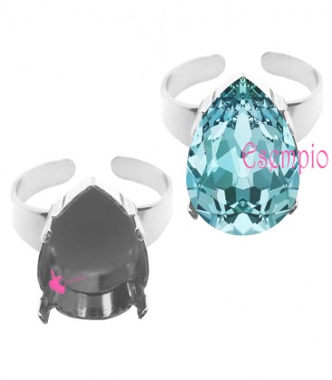 Base Anello con Castone a Goccia per SWAROVSKI® 4320 18x13 mm