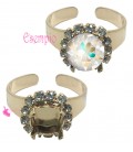 Base Anello con Cristalli e Castone per Chaton SS39 colore Oro