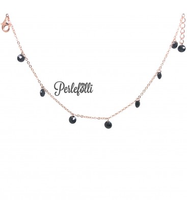 Collana con Zirconi Neri Argento 925 Rosé