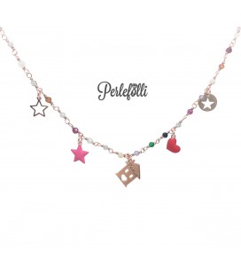 Collana Casa Family Cuore Stella Argento 925 Rosé