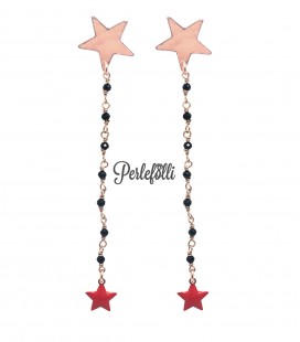 Orecchini Pendenti Stella Rossa Argento 925 Rosé