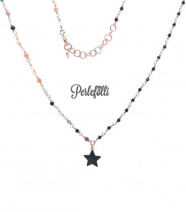 Collana Rosario con Stella Nera Argento 925 Rosé