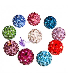 Perle Pavé Miste con Strass 10 mm (10 pezzi)