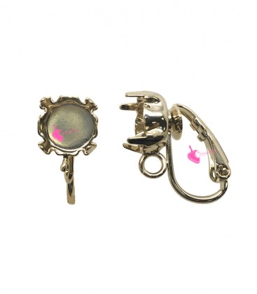 Clip per Orecchini con Castone 8 mm e Anellino per Chaton SS39 Oro Chiaro (1 paio)