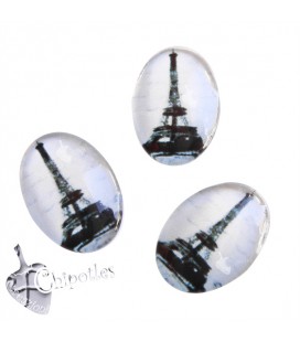 Cabochon Ovale Torre Eiffel B&W 18x13 mm