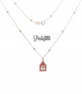 Collana Casa Rossa Cuore con Zirconi Argento 925 Rosé