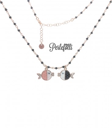 Collana Pesci in Amore con Zirconi Argento 925 Rosé