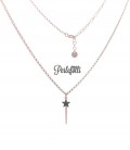 Collana Bacchetta Magica con Zirconi Neri Argento 925 Rosé