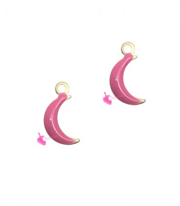 Ciondolo Luna Smaltata 5x11 mm Fucsia