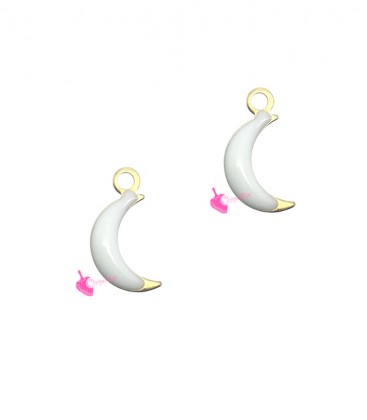 Ciondolo Luna Smaltata 5x11 mm Bianco