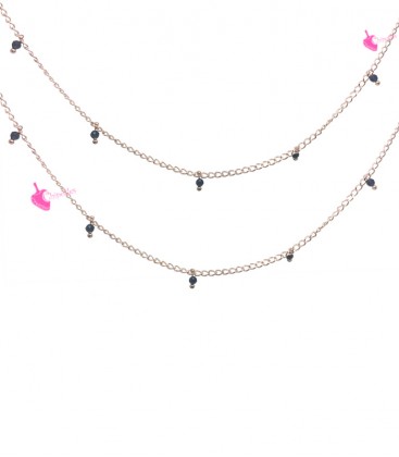 Catena Groumette con Zirconi Blu 2 mm Oro Rosa (1 metro)