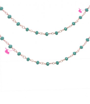 Catena Rosario con Rondelle Giada 3 mm Mezzo Cristallo colore Oro Rosa (1 metro)