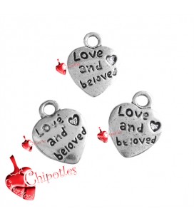 Ciondolo Cuore "Love and Beloved" 12x10 mm color Argento Antico