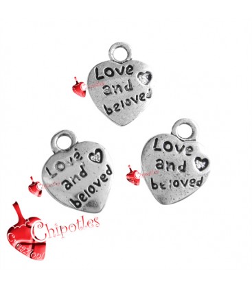 Ciondolo Cuore "Love and Beloved" 12x10 mm color Argento Antico