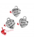 Ciondolo Cuore "Love and Beloved" 12x10 mm color Argento Antico (100 pezzi)