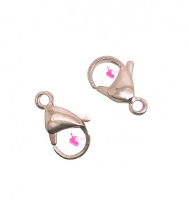 Moschettone 15 mm colore Oro Rosa Acciaio Inossidabile (5 pezzi)