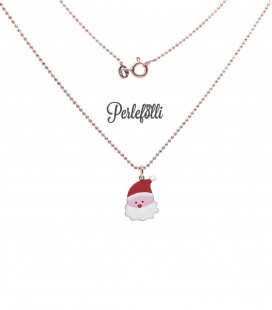 Collana Babbo Natale Smaltato Argento 925 Rosé