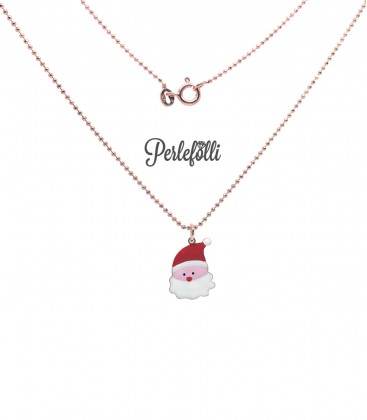 Collana Babbo Natale Smaltato Argento 925 Rosé