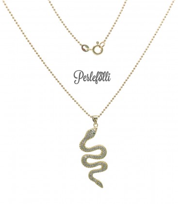 Collana Serpente con Zirconi Bianchi colore Oro