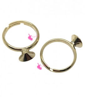 Base Anello con Castone per Chaton SWAROVSKI® SS39 colore Oro Chiaro