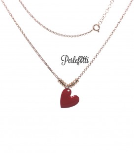 Collana Cuore Rosso Argento 925 Rosé