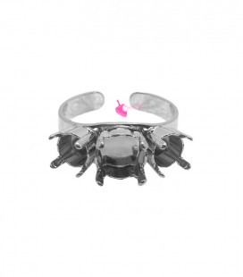 Base Anello con 3 Castoni per Chaton SS39 e SS29 colore Acciaio