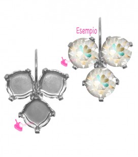Monachelle per Orecchini con 3 Castoni per Chaton SS39 Acciaio (1 paio)