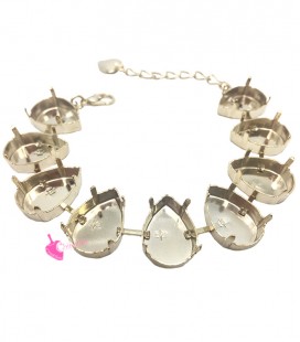 Base Bracciale con 9 Castoni per Goccia 13x18 mm colore Oro