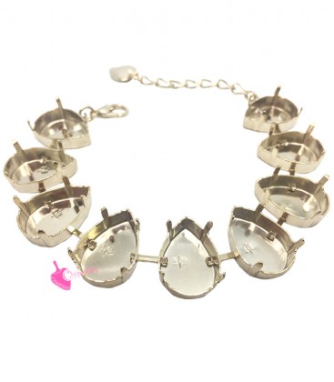 Base Bracciale con 9 Castoni per Goccia Swarovski® 13x18 mm colore Oro