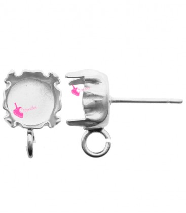Perni per Orecchini con Castone 8 mm per Chaton SS39 e Anellino Apribile Vari Colori (10 pezzi)