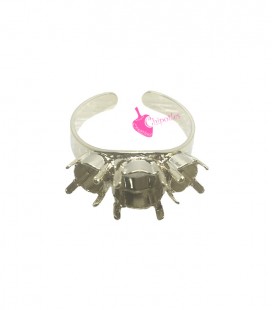 Base Anello con 3 Castoni per Chaton SS39 e SS29 colore Oro