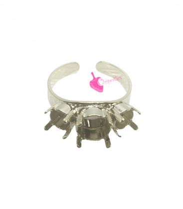 Base Anello con 3 Castoni per Chaton SS39 e SS29 colore Oro