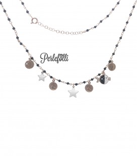 Collana Pesce Stelle Monete Argento 925 Rosé