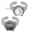 Base Anello con Cristalli e Castone per Chaton SS39 colore Acciaio