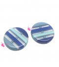 Perla Tonda Piatta Resina 20x5 mm Trasparente Righe Blu