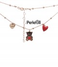 Collana Orsetto con Cuore Rosso Argento 925 Rosé