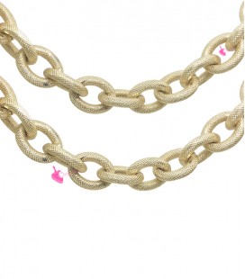 Catena Zigrinata Nido d'Ape Lavorata 21x16x4 mm Alluminio Oro (1 metro)