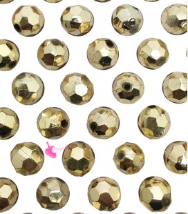 Perle Sfaccettate 8 mm Resina Metallizzata Oro (50 pezzi)