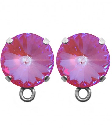 Base Orecchini a Perno con Rivoli SW 12 mm Lotus Pink Delite