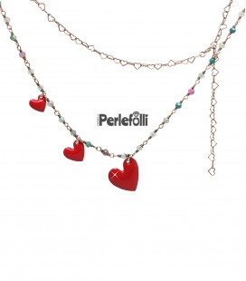 Collana Bacchetta Magica Grande Rosa Glitter Argento 925 Rosé