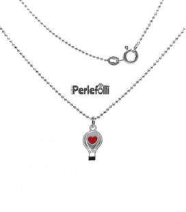 Collana Mongolfiera con Cuore Argento 925 Rodio